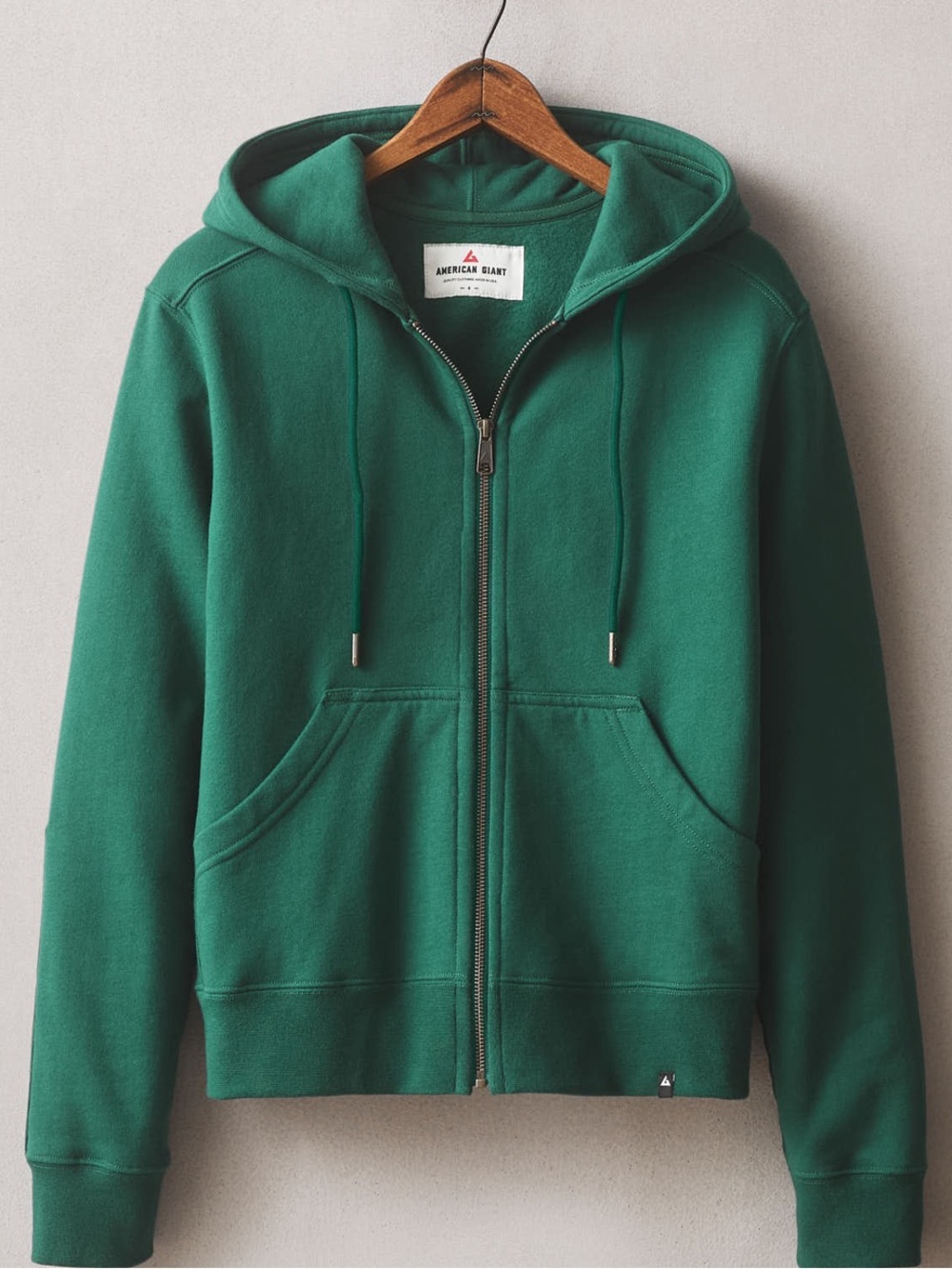 NWOT American Giant Botanical Garden Green Full Zip Relaxed Hoodie Small